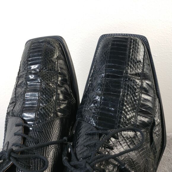 Giorgio Brutini Genuine Snake Skin Leather Mens Size 15 Dress Shoes Black - Picture 9 of 13